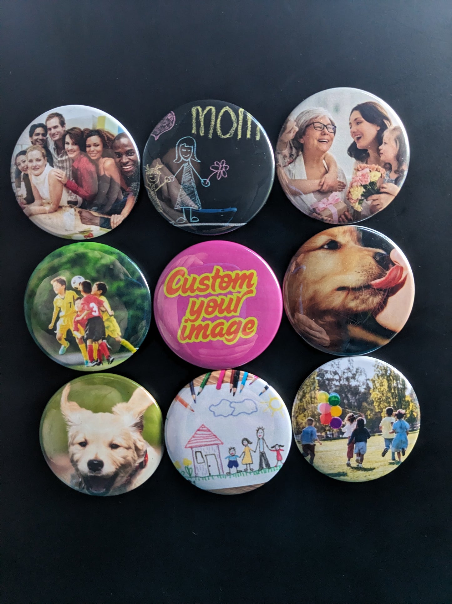 9 Custom Photo Magnects Round 2¨ Diameter